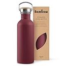Bambaw Stainless Steel Water Bottle 750ml, Red Water Bottle, Non-Insulated Water Bottle, Metal Water Bottle, BPA Free Water Bottle, Leak Proof Water Bottle, Reusable Water Bottle – Red Berry
