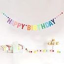 RabbFit Happy Birthday Banner Birthday Decoration Pre-Strung Colourful Decoration Garland First Baby Shower Party Decoration Supplies Paper Flag Letters for Children, Girls, Women Decoration