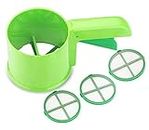 Heart Home Plastic 3 in 1 Kitchen Flour/Atta Sifter, Sieves, Strainer, Chalani (Green) - (CTHH014641)