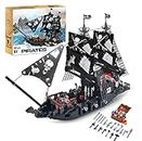 BRICK STORY 809-Piece Black Pirate Ship Building Set with Mini Figures for Kids Age 8+