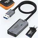 pibox India Upgraded Video Capture Card Cable GEN 3 60 FPS 4K HDMI to USB 3.0 MJPEG YUV Game Capture Device Aluminium Windows Android Mac,HD 1080P 60fps Video Live Streaming Gaming, Teaching - 2024