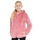 Girls Coat - Fluffy Hooded Zip Up Coat for Kids and Teenagers - Sizes 7-14 Years Cosy Stylish Winter Coat Outwear - Gifts for Girls (Dusky Pink, 9-10 Years)