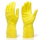 Extra Large Yellow Industrial Cleaning & Washing Up Rubber Gloves - XL. Comes With TCH Anti-Bacterial Pen! by Click 2000