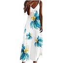 besiyes Casual Dresses for Women Long Plus Size Spaghetti Strap Sundresss Trendy Tie Dye Bohemian Dress Summer Beach Dress, White, XX-Large