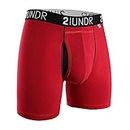 2UNDR Men's Swing Shift Boxer Briefs (Red/Red, Medium)