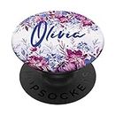 Olivia Girls Nom floral personnalisé PopSockets PopGrip Interchangeable