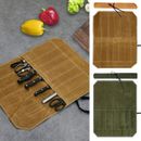 Knife Roll Case Knives Holder Waxed Canvas Cutlery Protector Utensils Wrap Bag