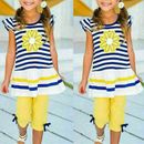 UK Toddler Baby Girls Tops T-shirt + Trousers Pants Kids Casual Clothes Outfits
