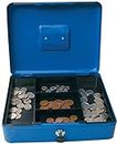 Delzon Cash Box New Randon Glossary Color Safe Box with 5 Slot Coin Tray Large Size (Black Blue,Red)12’’Inch