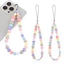 TIESOME Heart Cell Phone Charms, 2 Pcs Cute Mobile Phone Lanyard Acrylic Beaded Phone Strap Mobile Phone Bracelet Wrist Strap Hanging Cord Phone Chain Accessories for Women Girls