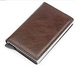 VOGARD Men's Genuine Leather Wallet | RFID Blocking Aluminum Automatic Pop Up Credit Card Holder Case | 8 Card Slots (24 Brown)