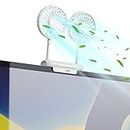 Monitor Fan, THRRLY Screen Fan with 2 Fans, 3 Speeds Desktop Table Cooling Fan with Sturdy Adjustable Clamp, Strong Wind Quiet Small Desk Fan USB Powered Mini USB Fan for Office Laptops, Desktop PC.