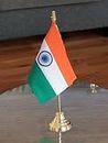 MF HANDICRAFTS Brass Indian Flag Table Top for Office Home Decor Height 12 Inch
