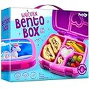Pretty Me Unicorn Bento Box for Kids - Lunch Box for Girls - School Snack - Gifts for Girl 3-8 Year Old - Containers, Boxes, Christmas Gift Toys Ages 3 4 5 6 7 8 Toddler - Loncheras para Niñas Niños