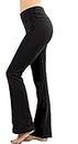 Zenana Premium Cotton FOLD Over Yoga Flare Pants, Black, X-Large