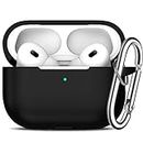 R-fun AirPods Pro 2nd et 1st Generation Case Cover with Keychain, Full Protective Silicone Skin Accessories for Women Men with Apple AirPods Pro 2022/2019 Charging Case,Front LED Visible-Noir