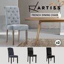 Artiss Dining Chairs French Provincial Kitchen Chair Fabric Leather Wood X2
