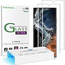 amFilm 3D Curved Tempered Glass for S22 Ultra Screen Protector Samsung Galaxy 5G 6.8 Inch, Fully Compatible with UltraSonic Fingerprint Scanner and S Pen, Upgraded Easier UV Gel Application(2 Pack)