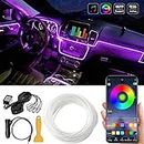 Car LED Interior Strip Light, 16 Million Colors 5 in 1 with 236 inches Fiber Optic, Multicolor RGB Sound Active Automobile Atmosphere Ambient Lighting Kit - Wireless Bluetooth APP Control
