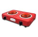 ORBON Double Heavy Duty Powder Coated 1250 Watt + 2000 Watts Electric Coil Cooking Stove|G Coil Hot Plate Stove|Works With All Cookwares (Red),Radiant