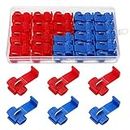 YIXISI 50 PCS Scotch Lock Wire Connectors, Quick Splice Electrical Terminal Assortment Set, Quick Branch Connectors for Motorcycle, Automotive and Home Wiring Projects (25 PCS Red, 25 PCS Blue)