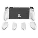 Skull & Co. GripCase OLED: A Dockable Transparent Protective Cover Case with Replaceable Grips [to fit All Hands Sizes] for Nintendo Switch OLED Model [No Carrying Case] -OLED White