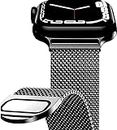 INEFABLE 42mm 44mm 45mm 49mm SmartWatch Band Strap Stainless Steel with Magnetic Wristband Strap for Apple Watch Series I Watch Ultra/8/7/6/5/4/3/2/1/Se - Pack of 1 - Black