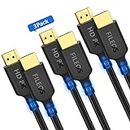 3 Pack 8K HDMI Cable 6.6 ft, Fileos 48Gbps High Speed 8K HDMI Cable 2.1 Braided HDMI Cord 4K@120Hz 8K@60Hz, DTS:X, HDCP 2.2 & 2.3, HDR 10 Compatible with TV, PS4 PS5,Monitor,PC and More
