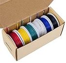 TUOFENG 18 awg Solid Wire-18 Gauge Tinned Copper Wire, PVC (OD: 1.88 mm) -6 Different Colored 20 ft / 6 m Each,Jumper Wire- Hook up Wire Kit