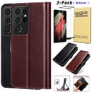 For Samsung Galaxy S21/S21+/S21 Ultra Leather Wallet Case Cover+Screen Protector