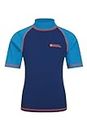 Mountain Warehouse Short Sleeves Kids Rash Vest - UPF50+ Sun Protection Rash Guard, Fast Dry, Flat Seams Childrens Top - for Spring Summer, Swimming & Water Sports Blue 9-10 Years
