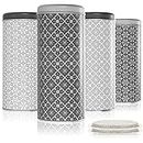 com-four® 4X Kaffeepaddose - Aufbewahrungsbehälter für Kaffeepads - Dekodose mit 2 Designs in 2 Farben (4 Stück - Set 4)