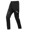 ROCKBROS Winter Cycling Pants for Men Thermal Bike Pants Winter Windproof MTB Pants Warm for Cycling Running Hiking Black
