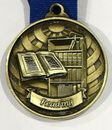 Reading Books Education Medal  3D 50mm Antique Gold Medal Engraved / Ribbon FREE