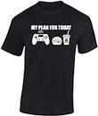 Camiseta: My Plan for Today : Gaming - Gamer T-Shirt Hombre-s y Mujer-es - Regalo Jugón Jugona Videojuego - Camisa E-Sport Game-s con PC Console Play Controller Computadora Jugar (L)