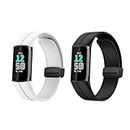 Compatible con Fitbit Charge 5 y Charge 6 bandas para mujeres y hombres, correa deportiva de repuesto de silicona suave para Fitbit Charge 5 y Charge 6 Advanced Fitness Tracker (negro y blanco)