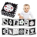 Susimond High Contrast Black and White Cloth Books, Nontoxic Fabric Baby Soft Book Cloth Books Tummy-Time Toys, Early Education Baby Cloth Book Activity Crinkle Toys for 0-3 Years Olds Boys Girls