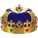 SUPVOX Royal Jeweled King's Crown Hat Costume Dress Up Set Party Cosplay Accessory for Kids Adults (Blue)