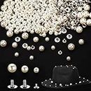 400 Pearls for Clothing Decoration Mix Size Include 200 Rivets for Fabric and 200 Faux Pearls Jean Decor Leather Hat Shoe Clothes Bag Skirt Bridal Veil DIY Accessories, Tool Fix(6mm, 8mm, 10mm)