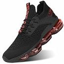 Mens Trainers Air Cushion Running Fashion Shoes Casual Breathable Walking Tennis Gym Athletic Sports Sneakers Zapatos Black Red