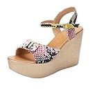 Wedges Buckle Womens Toe Open Casual Colorblock Shoes Sandals Platform Strap Women's Wedges Dress Shoes (Pink, 37)