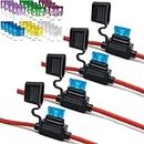 Fuse Holder ATC/ATO, 4 Packs in-Line Automotive Blade Fuse Holder with 24PCS Standard Car Fuses, 15A 20A 25A 30A 35A 40A Automotive Replacement Fuses (10 Gauge)