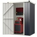 Goplus 4 x 3 FT Metal Outdoor Storage Shed, Snap-on Structures for Efficient Assembly, All-Weather Color Steel Utility Storage House w/Lockable Door, Bike Tool Sheds for Garden Yard Lawn Patio