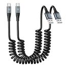 KIYODA USB Type C Charger Cable Fast Charging，[2-Pack，3ft] Coiled USB A to Type C Charger Cord Car USB-C Cable Compatible w/ Samsung Galaxy A10e A20 A50 A51 A71 S20 S10 S9 S8 Plus S10E Note 20 10 9