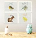Baby animals collection, gender neutral nursery, baby animal prints, Set of 4