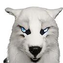 PUZOU Cubierta de cabeza completa de lobo de Halloween, cubierta de látex elegante, cubierta de cabeza de lobo de animal aterrador blanco para fiesta de disfraces