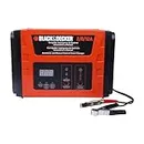 BLACK+DECKER BC12 12.8V 2/8/12 Amp 3-Speed Automatic Battery Charger & Manual Control with LED Display Ideal for Home, Domestic, Professional Use, 1 Year Warranty, ORANGE & BLACK