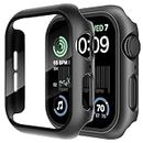 Mosmoc Compatible For Apple Smartwatch Series 6 5 4 Se/Se2 44Mm With Tempered Glass Screen Protector, ISmartwatch Case With Screen Guard, Touch Sensitive, Full Coverage Bumper Protective Cover(Black)