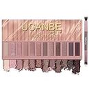 UCANBE 12 Color Eyeshadow Makeup Palette, Naked Nude Eye Shadow, Neutral Matte Shimmer Make Up Pallet with Double-ended Brush Set Kit, Highly Pigmented Long Lasting Waterproof (Palette + Brush - 03)