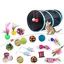 Dono 21Pcs Cat Toys Set-Kitten Interactive Cat Toys for Indoor Cats Assortments-2 or 3 Way Hole Cat Tunnel